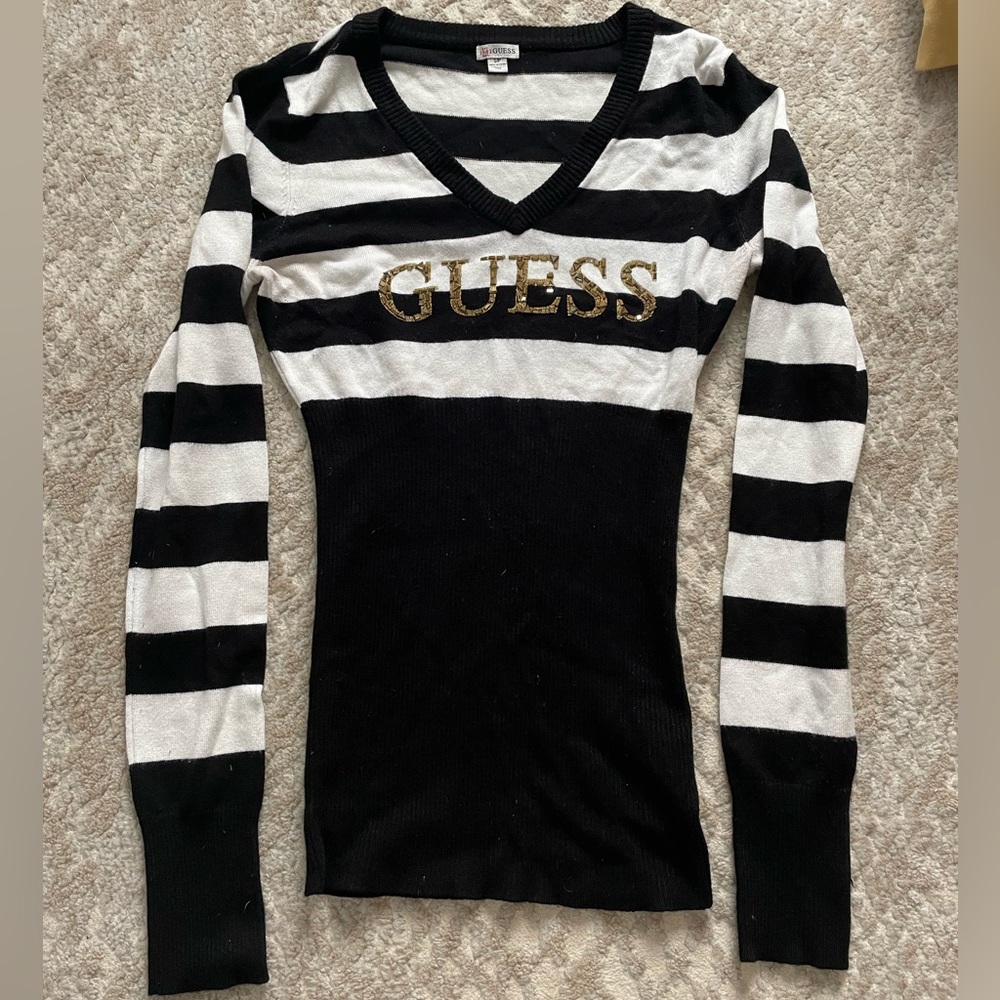 Black & White Striped Guess Shirt